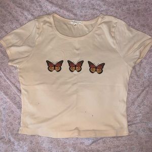 urban outfitters butterfly cropped tee